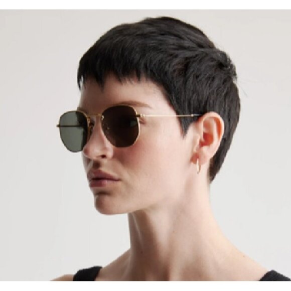 Quince Leighton Polarized Sunglasses Gold Stainless Steel Frame/Green Lens Hex main image 5